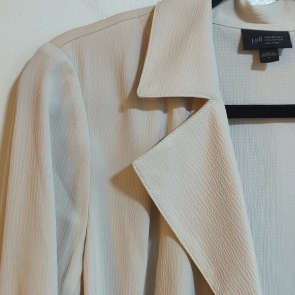 J. Jill Beige Wearever Draped Open Front Light Weight Trench Jacket Small - Picture 6 of 8